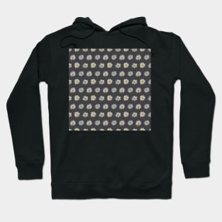 White asters on dark gray Hoodie